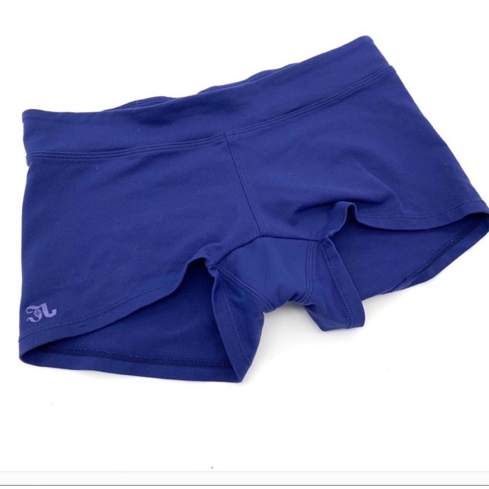 JO + JAX Blue Logo Dance Trunks, Workout Shorts